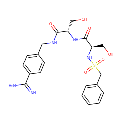 N=C(N)c1ccc(CNC(=O)[C@H](CO)NC(=O)[C@@H](CO)NS(=O)(=O)Cc2ccccc2)cc1 ZINC000003925363