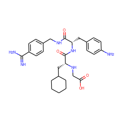 N=C(N)c1ccc(CNC(=O)[C@H](Cc2ccc(N)cc2)NC(=O)[C@@H](CC2CCCCC2)NCC(=O)O)cc1 ZINC000103258362