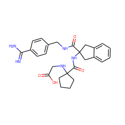 N=C(N)c1ccc(CNC(=O)C2(NC(=O)C3(NCC(=O)O)CCCC3)Cc3ccccc3C2)cc1 ZINC000036107729