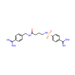 N=C(N)c1ccc(CNC(=O)CCCNS(=O)(=O)c2ccc(C(=N)N)cc2)cc1 ZINC000095565813