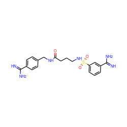 N=C(N)c1ccc(CNC(=O)CCCNS(=O)(=O)c2cccc(C(=N)N)c2)cc1 ZINC000095564885