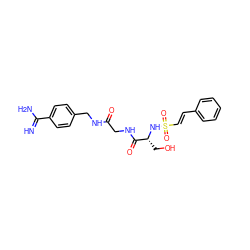 N=C(N)c1ccc(CNC(=O)CNC(=O)[C@@H](CO)NS(=O)(=O)/C=C/c2ccccc2)cc1 ZINC000013438817