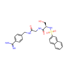 N=C(N)c1ccc(CNC(=O)CNC(=O)[C@@H](CO)NS(=O)(=O)c2ccc3ccccc3c2)cc1 ZINC000013438823