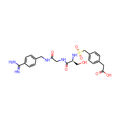 N=C(N)c1ccc(CNC(=O)CNC(=O)[C@H](CO)NS(=O)(=O)Cc2ccc(CC(=O)O)cc2)cc1 ZINC000096168450