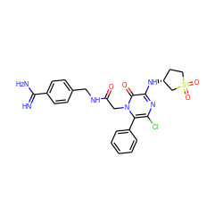 N=C(N)c1ccc(CNC(=O)Cn2c(-c3ccccc3)c(Cl)nc(N[C@@H]3CCS(=O)(=O)C3)c2=O)cc1 ZINC000014955933