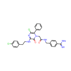 N=C(N)c1ccc(CNC(=O)Cn2c(-c3ccccc3)c(Cl)nc(NCCc3ccc(Cl)cc3)c2=O)cc1 ZINC000014955925