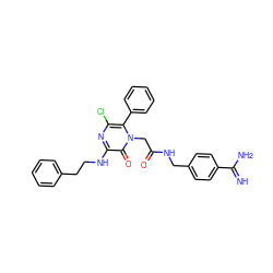 N=C(N)c1ccc(CNC(=O)Cn2c(-c3ccccc3)c(Cl)nc(NCCc3ccccc3)c2=O)cc1 ZINC000001493654