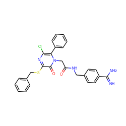 N=C(N)c1ccc(CNC(=O)Cn2c(-c3ccccc3)c(Cl)nc(SCc3ccccc3)c2=O)cc1 ZINC000013526947