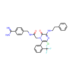 N=C(N)c1ccc(CNC(=O)Cn2c(-c3ccccc3C(F)(F)F)c(Cl)nc(NCCc3ccccc3)c2=O)cc1 ZINC000014955981