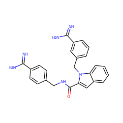 N=C(N)c1ccc(CNC(=O)c2cc3ccccc3n2Cc2cccc(C(=N)N)c2)cc1 ZINC000003831921