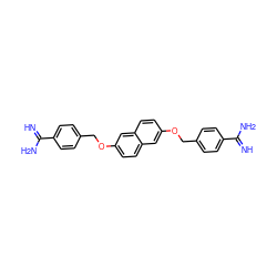 N=C(N)c1ccc(COc2ccc3cc(OCc4ccc(C(=N)N)cc4)ccc3c2)cc1 ZINC000169325933