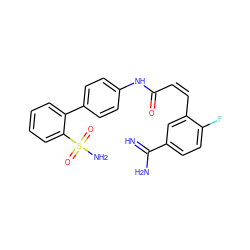 N=C(N)c1ccc(F)c(/C=C\C(=O)Nc2ccc(-c3ccccc3S(N)(=O)=O)cc2)c1 ZINC000013442337