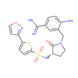 N=C(N)c1ccc(N)c(CN2CC[C@H](NS(=O)(=O)c3ccc(-c4ccon4)s3)C2=O)c1 ZINC000013800347