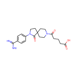 N=C(N)c1ccc(N2CCC3(CCN(C(=O)CCCC(=O)O)CC3)C2=O)cc1 ZINC000013560377