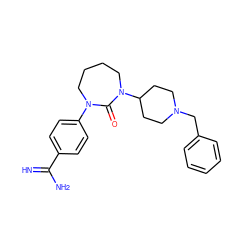 N=C(N)c1ccc(N2CCCCN(C3CCN(Cc4ccccc4)CC3)C2=O)cc1 ZINC000026653594