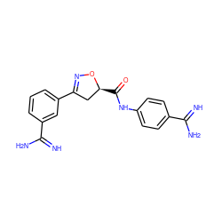 N=C(N)c1ccc(NC(=O)[C@H]2CC(c3cccc(C(=N)N)c3)=NO2)cc1 ZINC000003952613