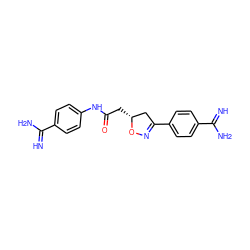 N=C(N)c1ccc(NC(=O)C[C@@H]2CC(c3ccc(C(=N)N)cc3)=NO2)cc1 ZINC000026673660