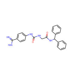 N=C(N)c1ccc(NC(=O)NCC(=O)NC(c2ccccc2)c2ccccc2)cc1 ZINC000013489404