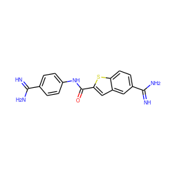 N=C(N)c1ccc(NC(=O)c2cc3cc(C(=N)N)ccc3s2)cc1 ZINC000027877128