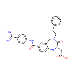 N=C(N)c1ccc(NC(=O)c2ccc3c(c2)CN(CCc2ccccc2)C(=O)[C@H](CC(=O)O)N3)cc1 ZINC000013558906