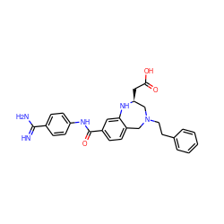 N=C(N)c1ccc(NC(=O)c2ccc3c(c2)N[C@@H](CC(=O)O)CN(CCc2ccccc2)C3)cc1 ZINC000000598995