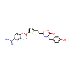 N=C(N)c1ccc(OC(=O)c2ccc(CCC(=O)N[C@@H](Cc3ccc(O)cc3)C(=O)O)s2)c(F)c1 ZINC000145983118