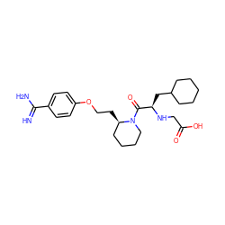 N=C(N)c1ccc(OCC[C@@H]2CCCCN2C(=O)[C@@H](CC2CCCCC2)NCC(=O)O)cc1 ZINC000013473936