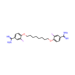 N=C(N)c1ccc(OCCCCCCCCOc2ccc(C(=N)N)cc2I)c(I)c1 ZINC000169318685