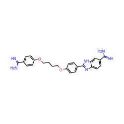 N=C(N)c1ccc(OCCCCOc2ccc(-c3nc4ccc(C(=N)N)cc4[nH]3)cc2)cc1 ZINC000026753114