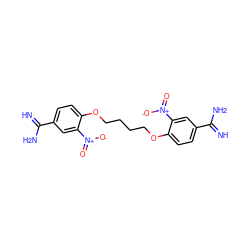 N=C(N)c1ccc(OCCCCOc2ccc(C(=N)N)cc2[N+](=O)[O-])c([N+](=O)[O-])c1 ZINC000027441686