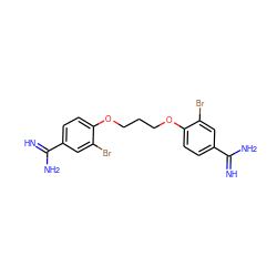 N=C(N)c1ccc(OCCCOc2ccc(C(=N)N)cc2Br)c(Br)c1 ZINC000001665651