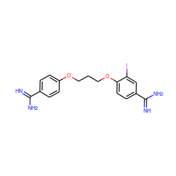 N=C(N)c1ccc(OCCCOc2ccc(C(=N)N)cc2I)cc1 ZINC000169318667