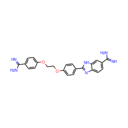 N=C(N)c1ccc(OCCOc2ccc(-c3nc4ccc(C(=N)N)cc4[nH]3)cc2)cc1 ZINC000026746057