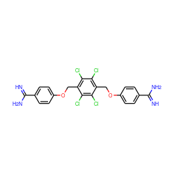 N=C(N)c1ccc(OCc2c(Cl)c(Cl)c(COc3ccc(C(=N)N)cc3)c(Cl)c2Cl)cc1 ZINC000169325824