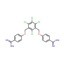 N=C(N)c1ccc(OCc2c(Cl)c(Cl)c(Cl)c(COc3ccc(C(=N)N)cc3)c2Cl)cc1 ZINC000169330781