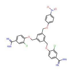 N=C(N)c1ccc(OCc2cc(COc3ccc([N+](=O)[O-])cc3)cc(COc3ccc(C(=N)N)cc3Cl)c2)c(Cl)c1 ZINC000169318695