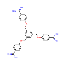 N=C(N)c1ccc(OCc2cc(COc3ccc(C(=N)N)cc3)cc(COc3ccc(C(=N)N)cc3)c2)cc1 ZINC000169318689