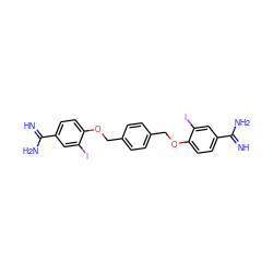 N=C(N)c1ccc(OCc2ccc(COc3ccc(C(=N)N)cc3I)cc2)c(I)c1 ZINC000084597020