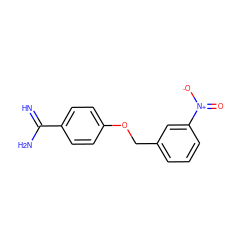 N=C(N)c1ccc(OCc2cccc([N+](=O)[O-])c2)cc1 ZINC000062566150