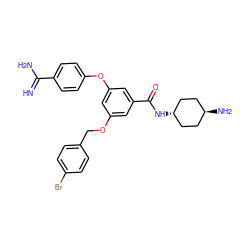 N=C(N)c1ccc(Oc2cc(OCc3ccc(Br)cc3)cc(C(=O)N[C@H]3CC[C@H](N)CC3)c2)cc1 ZINC000261172328