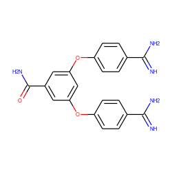 N=C(N)c1ccc(Oc2cc(Oc3ccc(C(=N)N)cc3)cc(C(N)=O)c2)cc1 ZINC000149869812