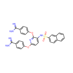 N=C(N)c1ccc(Oc2ccc(NS(=O)(=O)c3ccc4ccccc4c3)c(Oc3ccc(C(=N)N)cc3)n2)cc1 ZINC000098209203
