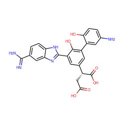 N=C(N)c1ccc2[nH]c(-c3cc([C@@H](CC(=O)O)C(=O)O)cc(-c4cc(N)ccc4O)c3O)nc2c1 ZINC000014956775