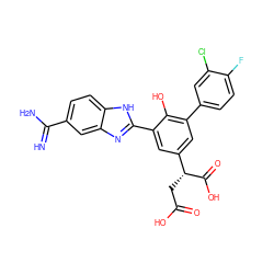 N=C(N)c1ccc2[nH]c(-c3cc([C@@H](CC(=O)O)C(=O)O)cc(-c4ccc(F)c(Cl)c4)c3O)nc2c1 ZINC000014956955