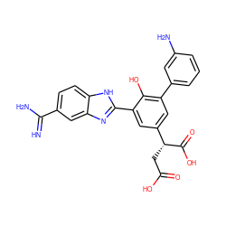 N=C(N)c1ccc2[nH]c(-c3cc([C@@H](CC(=O)O)C(=O)O)cc(-c4cccc(N)c4)c3O)nc2c1 ZINC000014956860