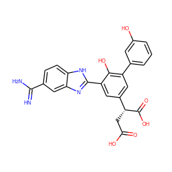 N=C(N)c1ccc2[nH]c(-c3cc([C@@H](CC(=O)O)C(=O)O)cc(-c4cccc(O)c4)c3O)nc2c1 ZINC000014956921