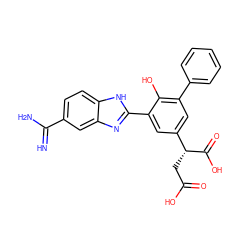 N=C(N)c1ccc2[nH]c(-c3cc([C@@H](CC(=O)O)C(=O)O)cc(-c4ccccc4)c3O)nc2c1 ZINC000014955437