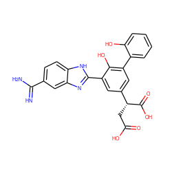 N=C(N)c1ccc2[nH]c(-c3cc([C@@H](CC(=O)O)C(=O)O)cc(-c4ccccc4O)c3O)nc2c1 ZINC000014956790