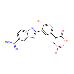 N=C(N)c1ccc2[nH]c(-c3cc([C@@H](CC(=O)O)C(=O)O)ccc3O)nc2c1 ZINC000014955445