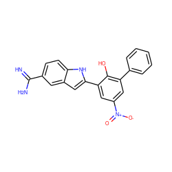 N=C(N)c1ccc2[nH]c(-c3cc([N+](=O)[O-])cc(-c4ccccc4)c3O)cc2c1 ZINC000013863705